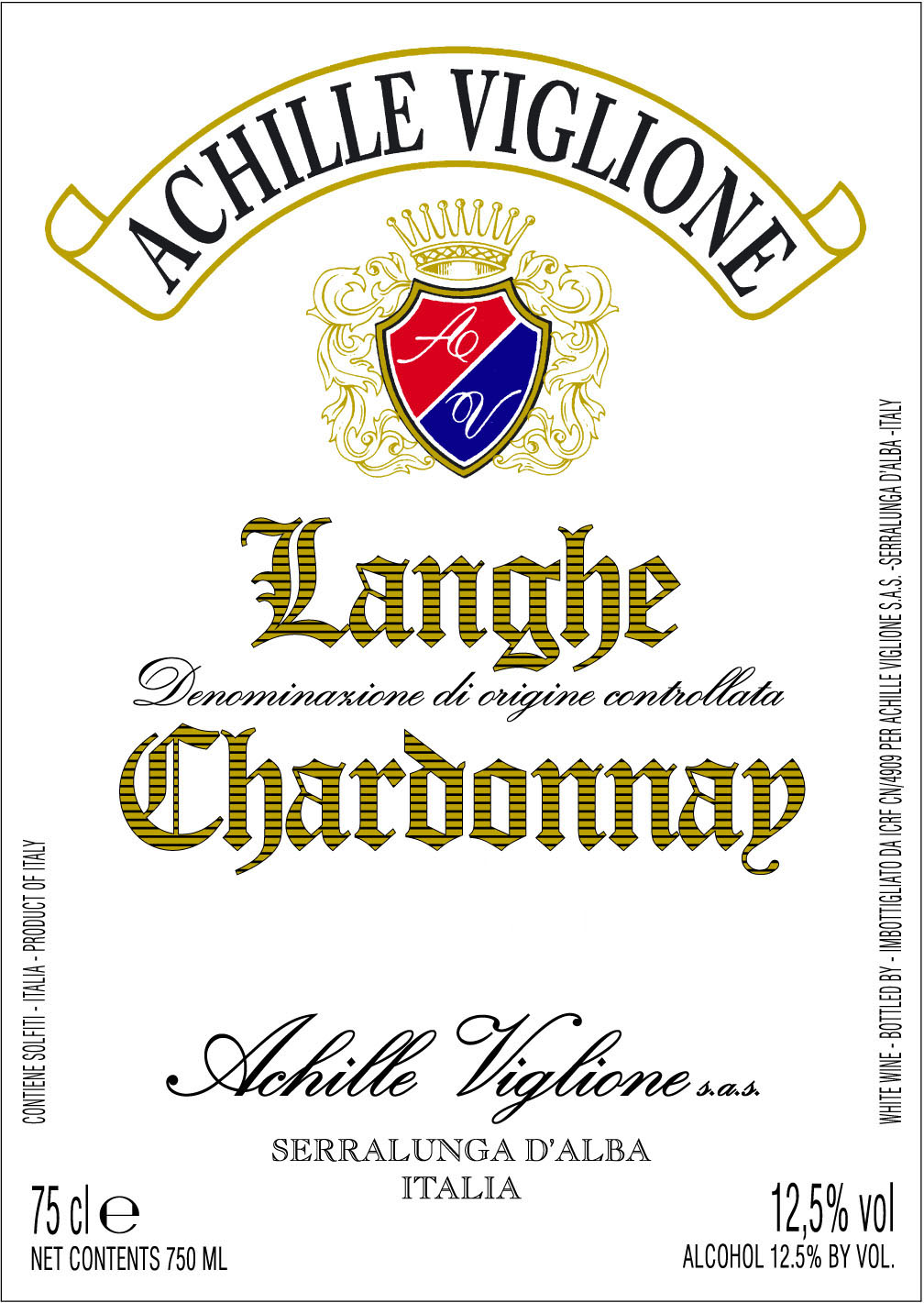 Etichetta vino bianco Langhe Chardonnay Achille Viglione